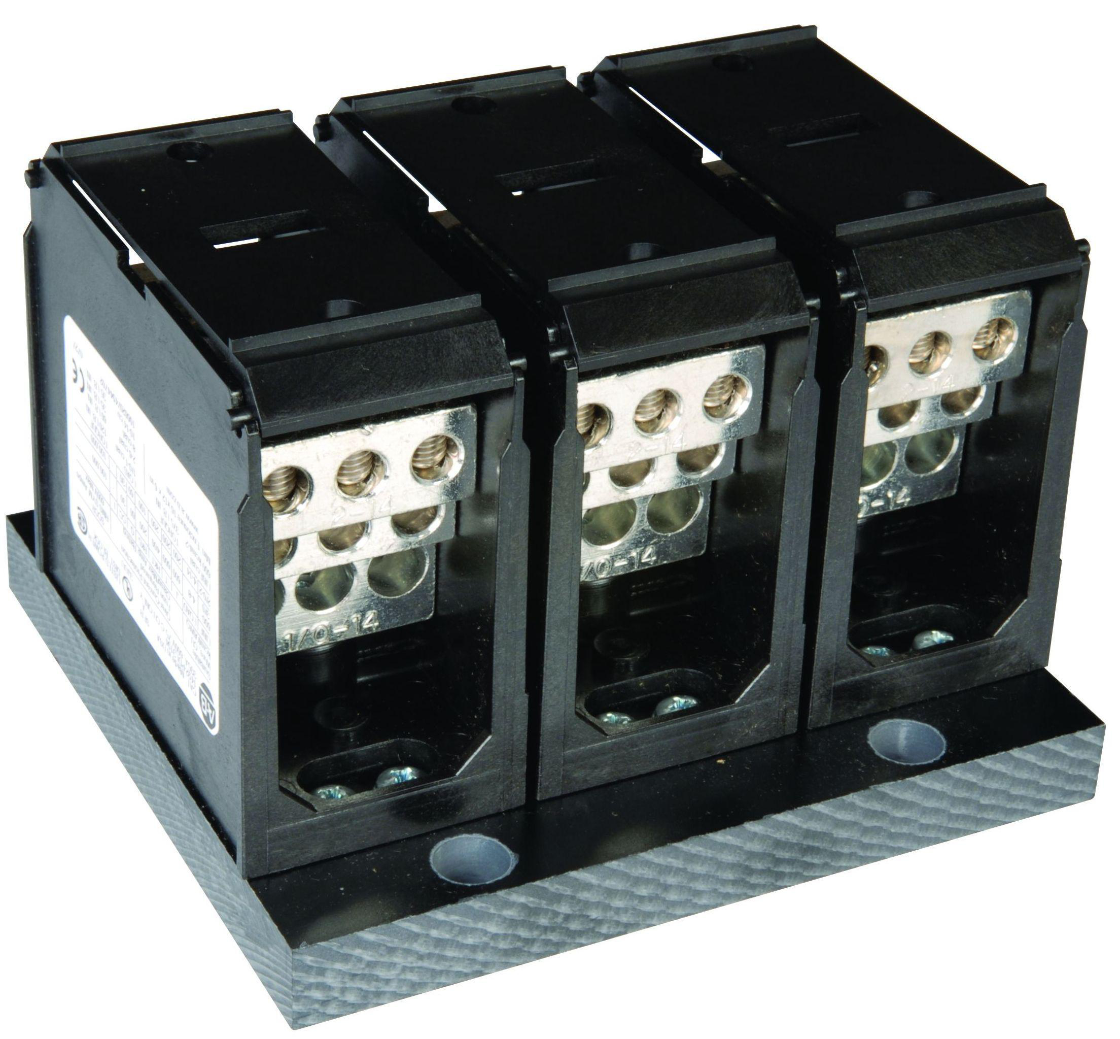Product image for Block power distribution feed-spacing 3-pole 3-openings 2-14AWG 335A
