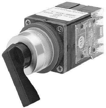 Product image for Switch selector 2NO-2NC knob lever maintained stab black