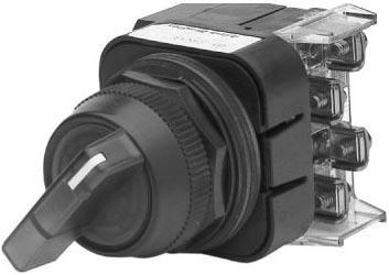 Product image for Switch selector 1NO-1NC spring return from right knob lever KL8-cam green