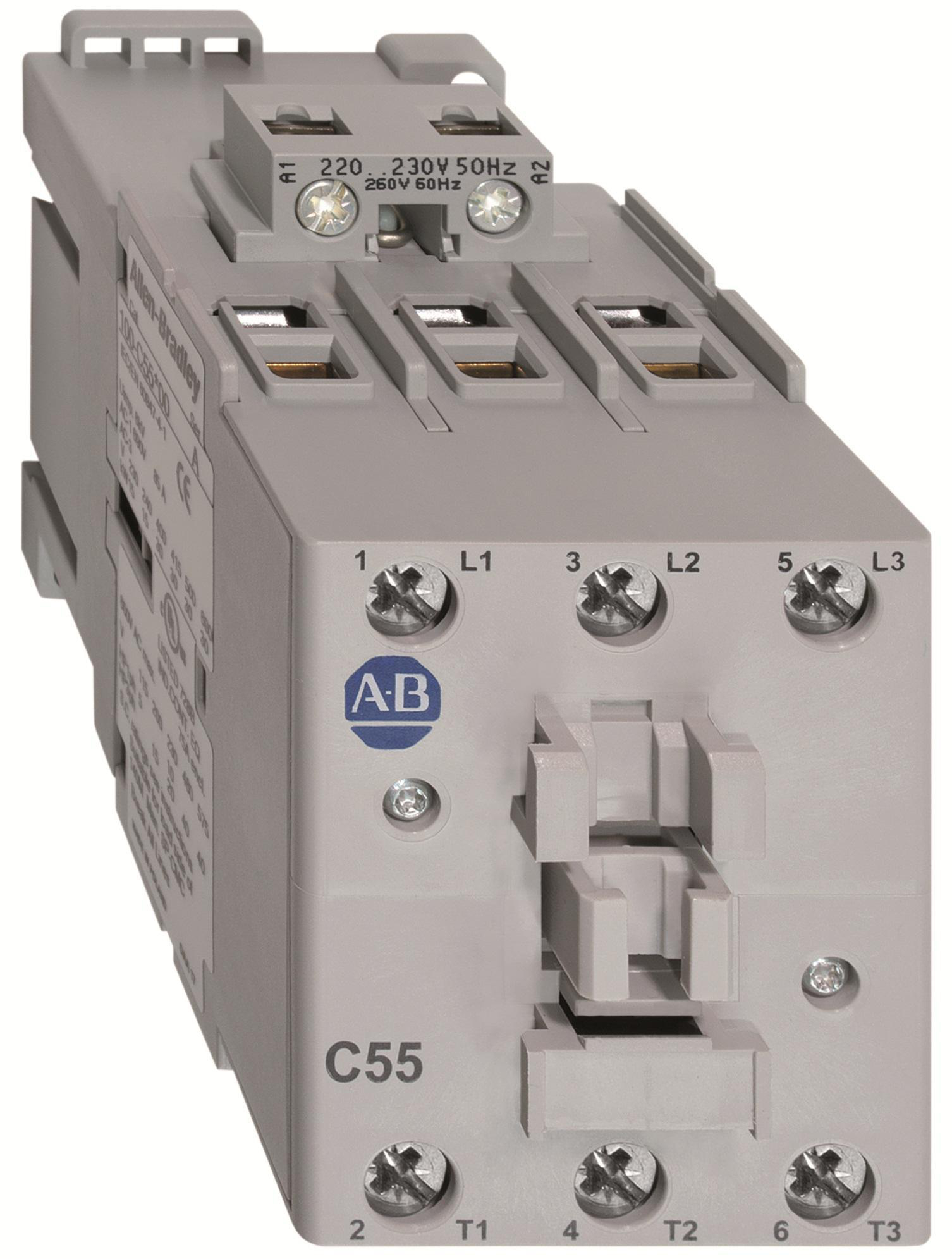 Product image for Contactor IEC 1NO 3-pole 55A 24VDC