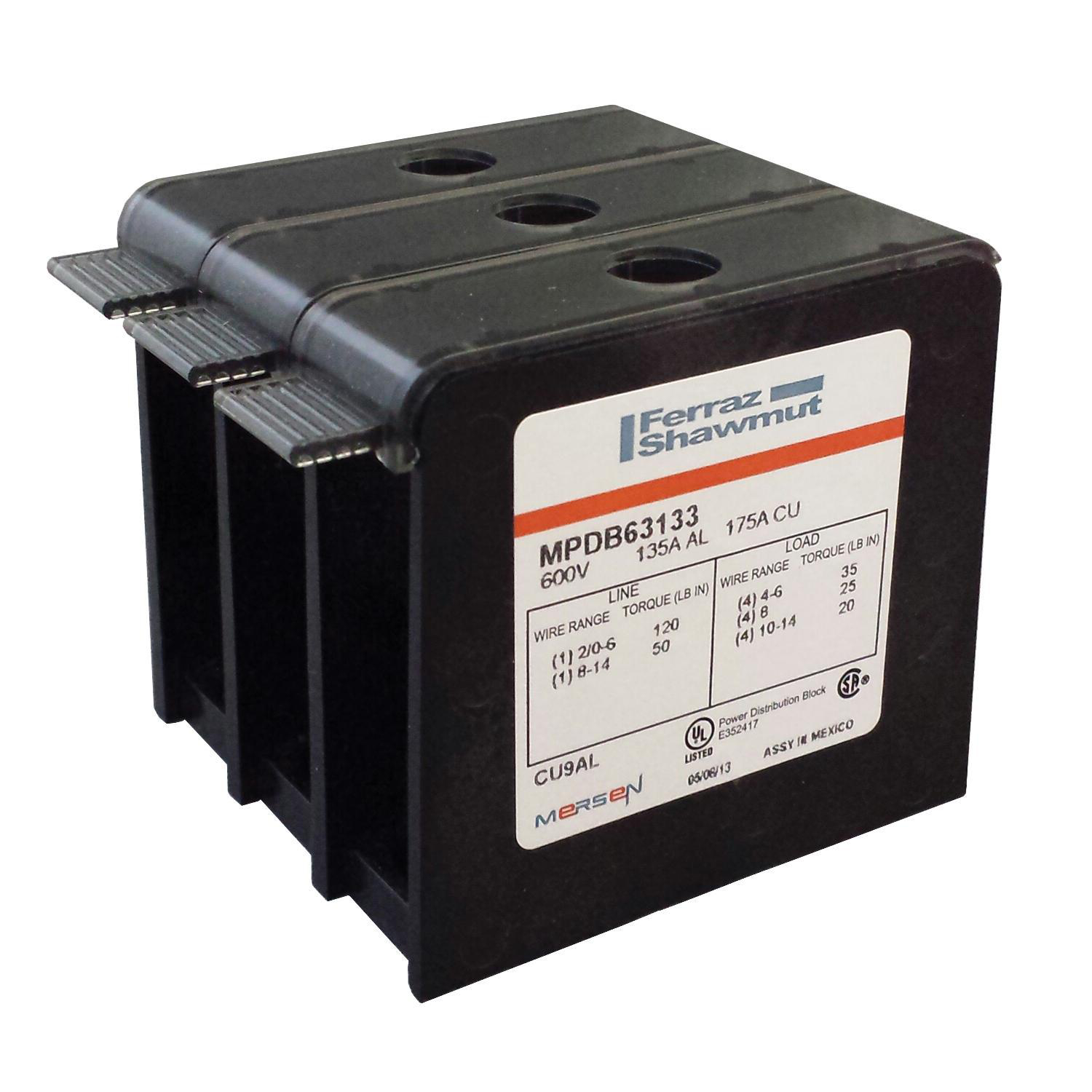 Product image for Open-Style PDB UL 1953 1000V 270A Tin-plated Aluminum - 350A 3-Pole 2 - 15 openings; 2/0-#14 --- #10-#14 Box to Box