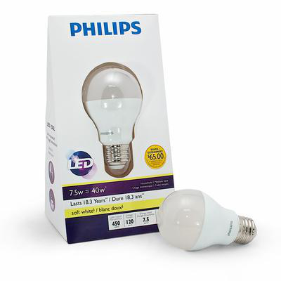 Product image for Lamp LED A19 7.5W E26 120V 3000K 450 lumen opal
