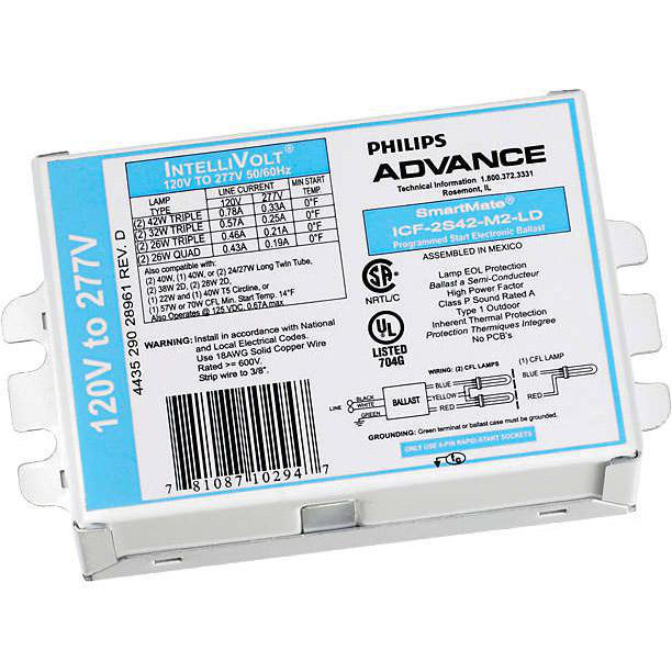 Product image for Ballast CFL electronic 1x2-26W 120/277V 50/60Hz