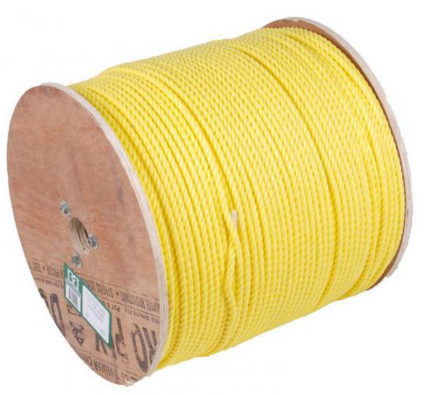 Bout de grosse corde de nylon jaune (environ 12')