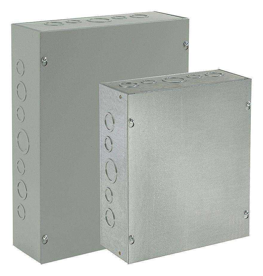 Product image for Box w/o knockouts steel grey NEMA1 4x4x3in