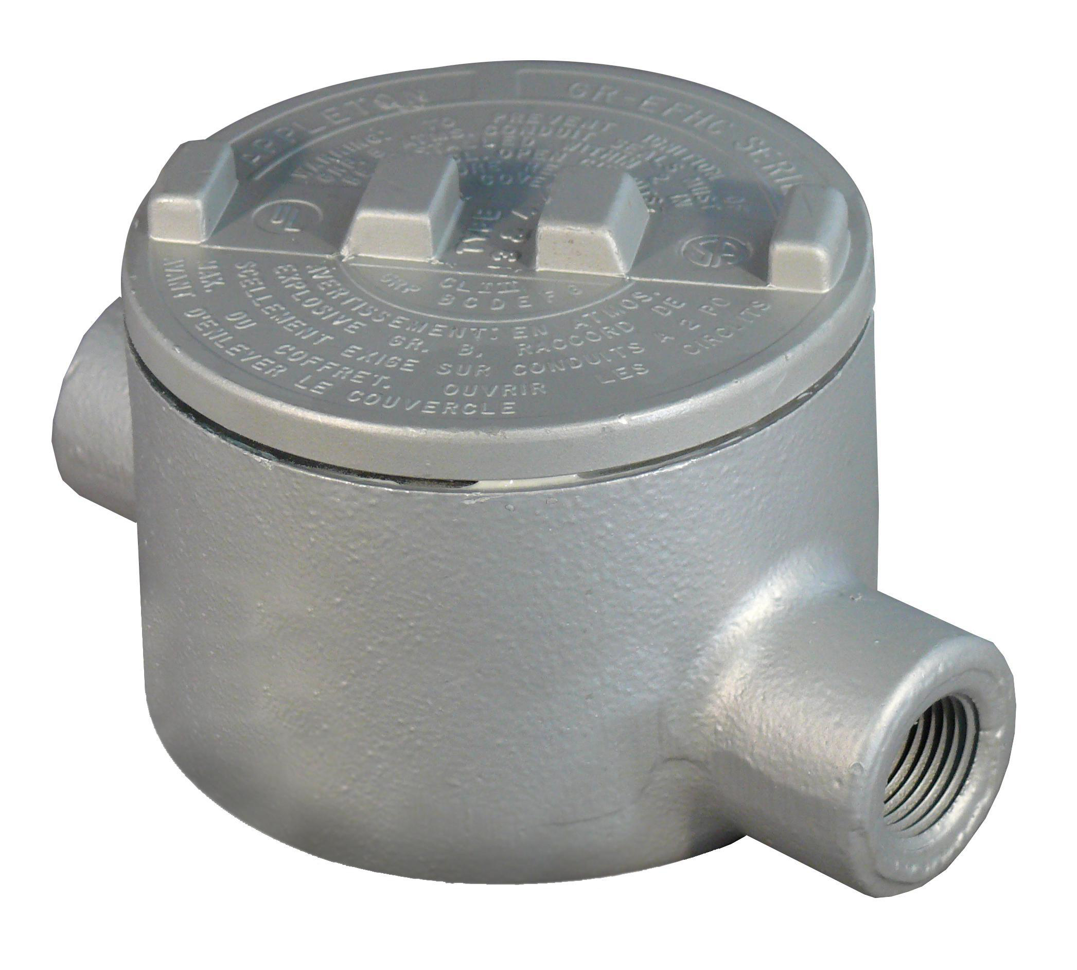 Product image for Box/cover C round 3" EXP-PRF 2x3/4" hubs alum