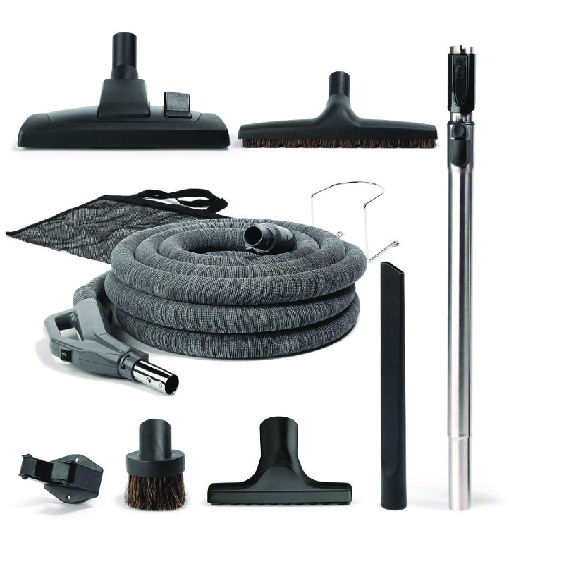 BROAN BNAK2 KIT DELUXE TOOL KIT COMES WITH MULTI SURFACE BRUSH HARD FLOOR BRUSH 30FT LOW VOLTAGE HOSE MESH STORAGE BAG WAND HANGER STEEL TELESCOPIC WAND LONG CREVICE UPHOLSTERY TOOL DUSTING BRUSH METAL HOSE HANGER