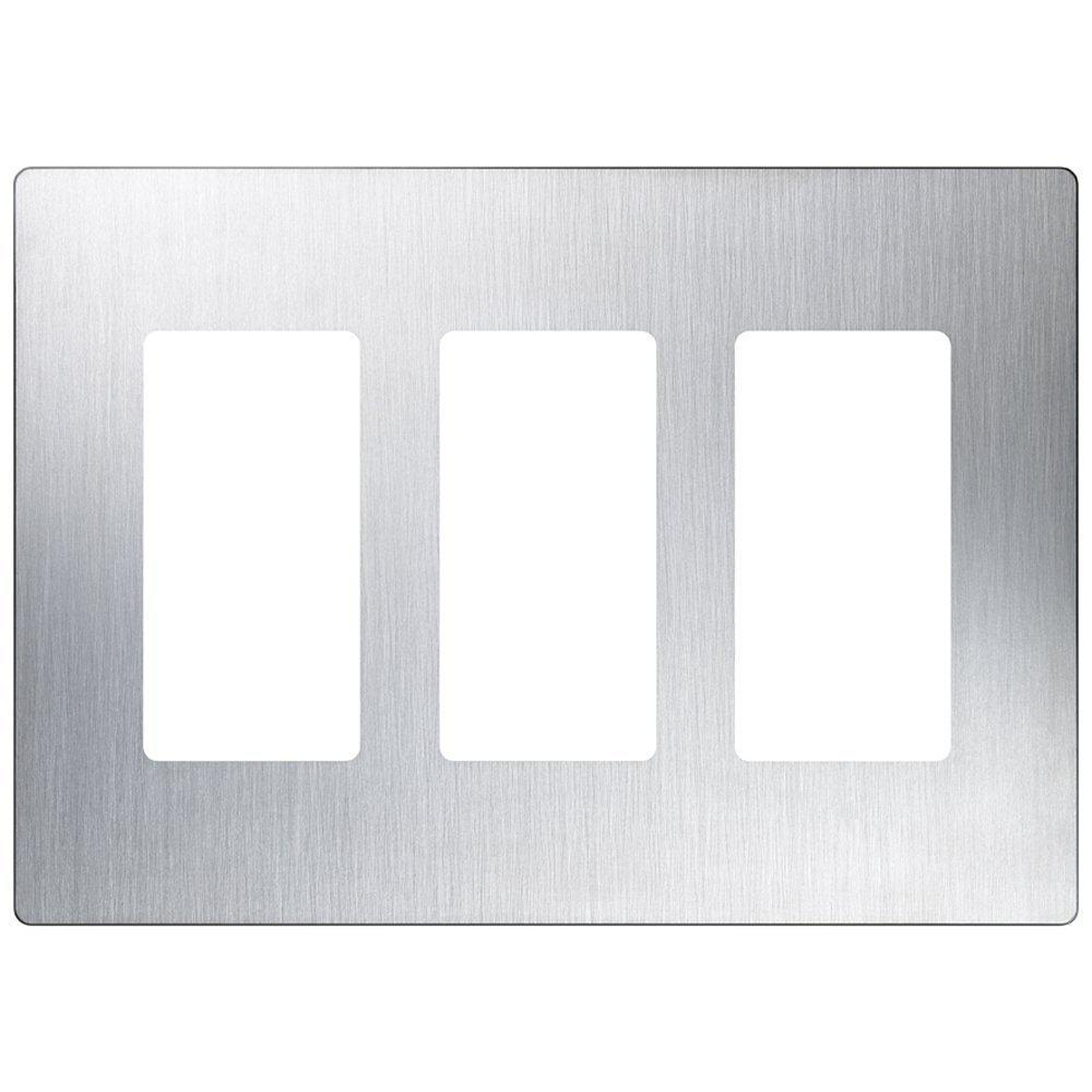 Product image for Cover plate designer 3 gang claro stainless