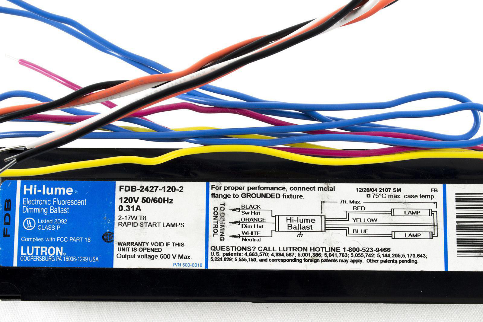 Product image for LUTRON FDB-2427-120-2 BALLAST DIMM ELECTRONIC FLUORESCENT HI LUME T8 17W 24" 120V 2LAMP