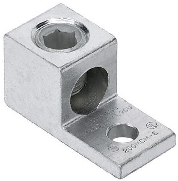 Product image for Lug 1-hole 1-barrel aluminium 2AWG-600KCMIL 3/8"