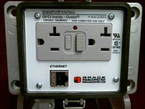 Product image for EtherNet CAT-5e type-4 size-K GFCI inside-rear outlet 15A