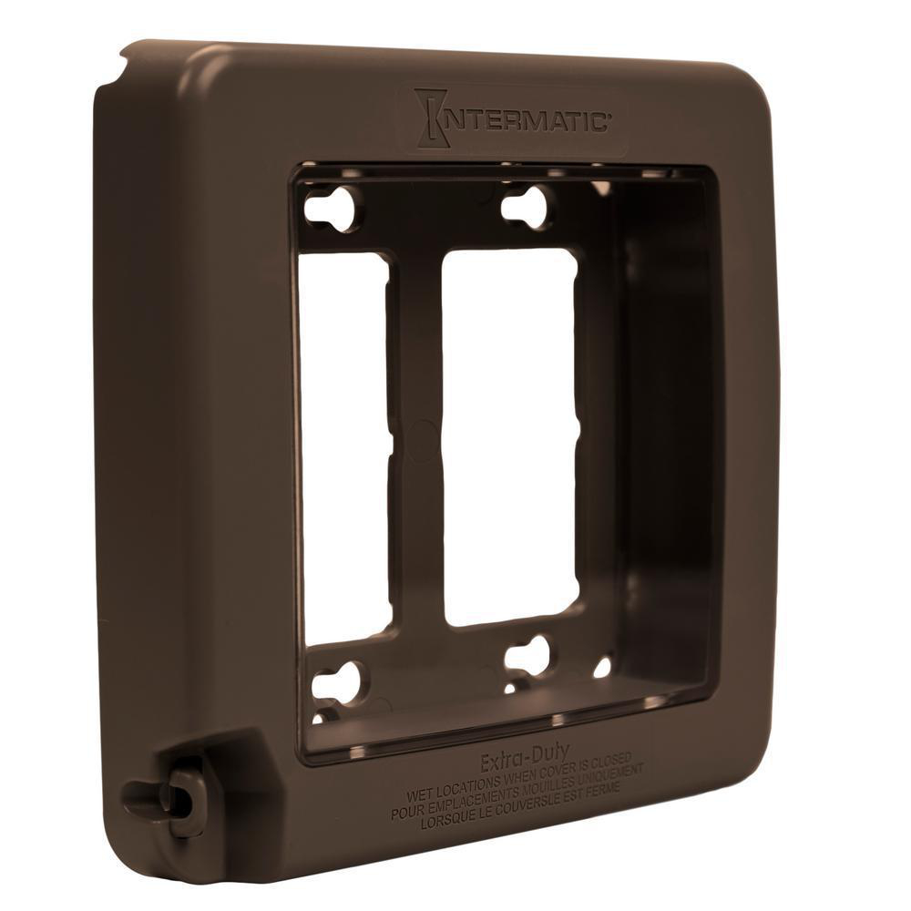 Product image for LOW-PROFILE EXTRA-DUTY PLASTIC IN-USE WEATHERPROOF COVER, DOUBLE-GANG, VRT, BRONZE