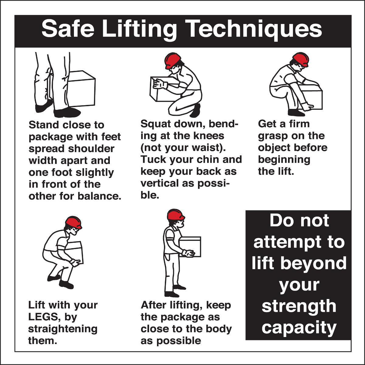 Product image for SAFE LIFTING TECHNIQUE LABEL