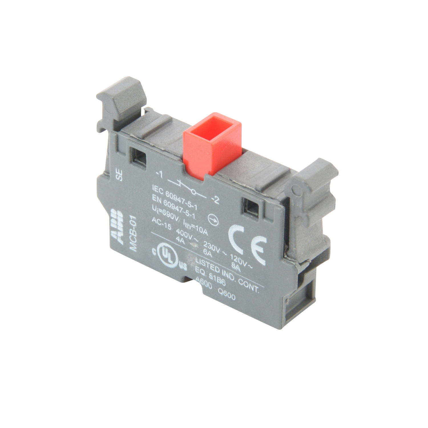 Product image for ABB MCB-01 1NC CONTACT BLOCK SK 616 001-B RED ACTUATOR