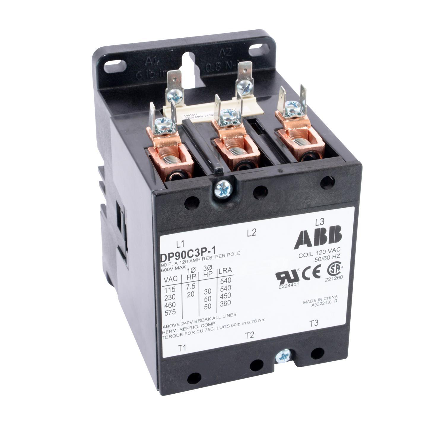 Product image for Contactor definite purpose non-reversing 3P 3NO 120VAC 90AMP