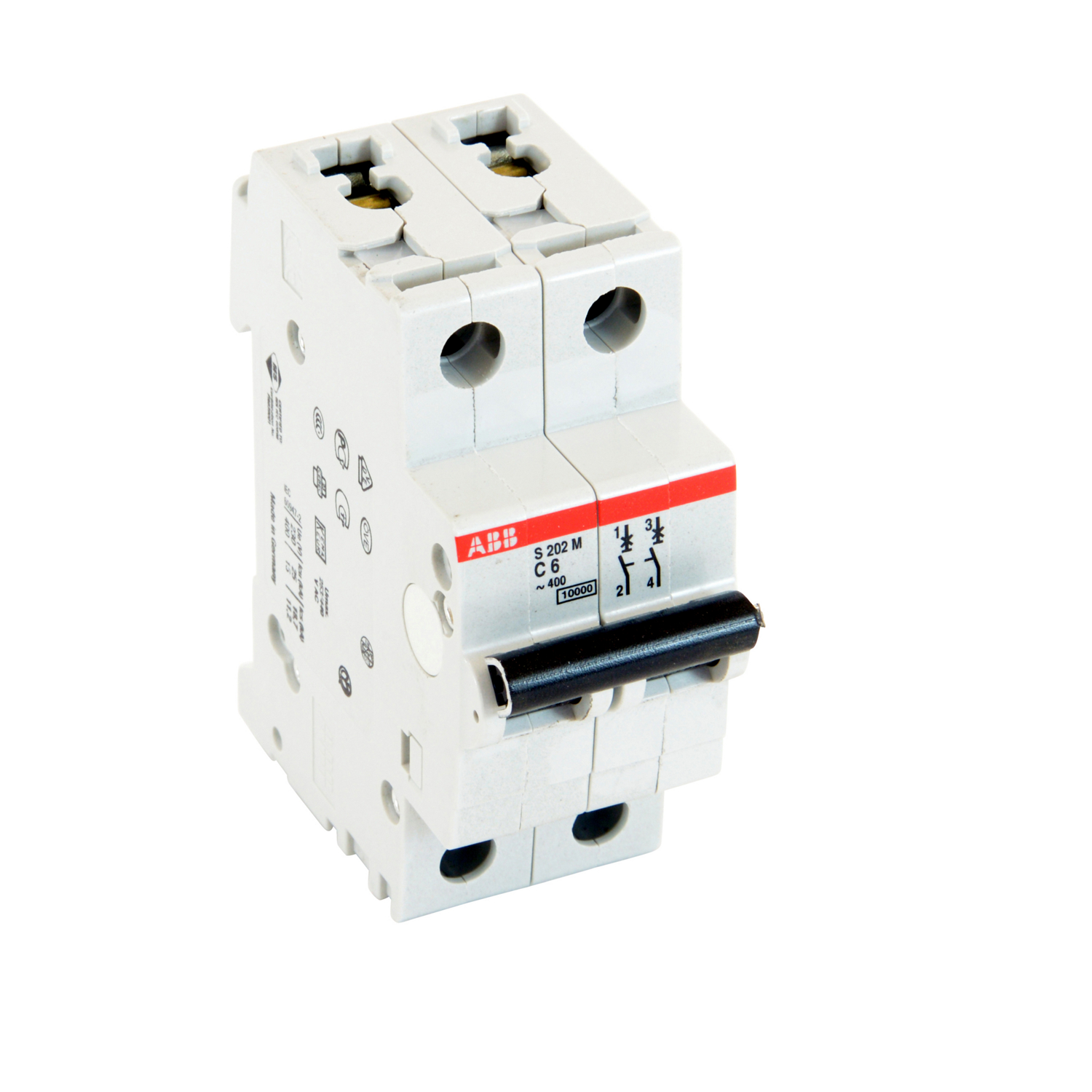 Product image for S200M MCB 230V 2 POLE 6A C CURVE
