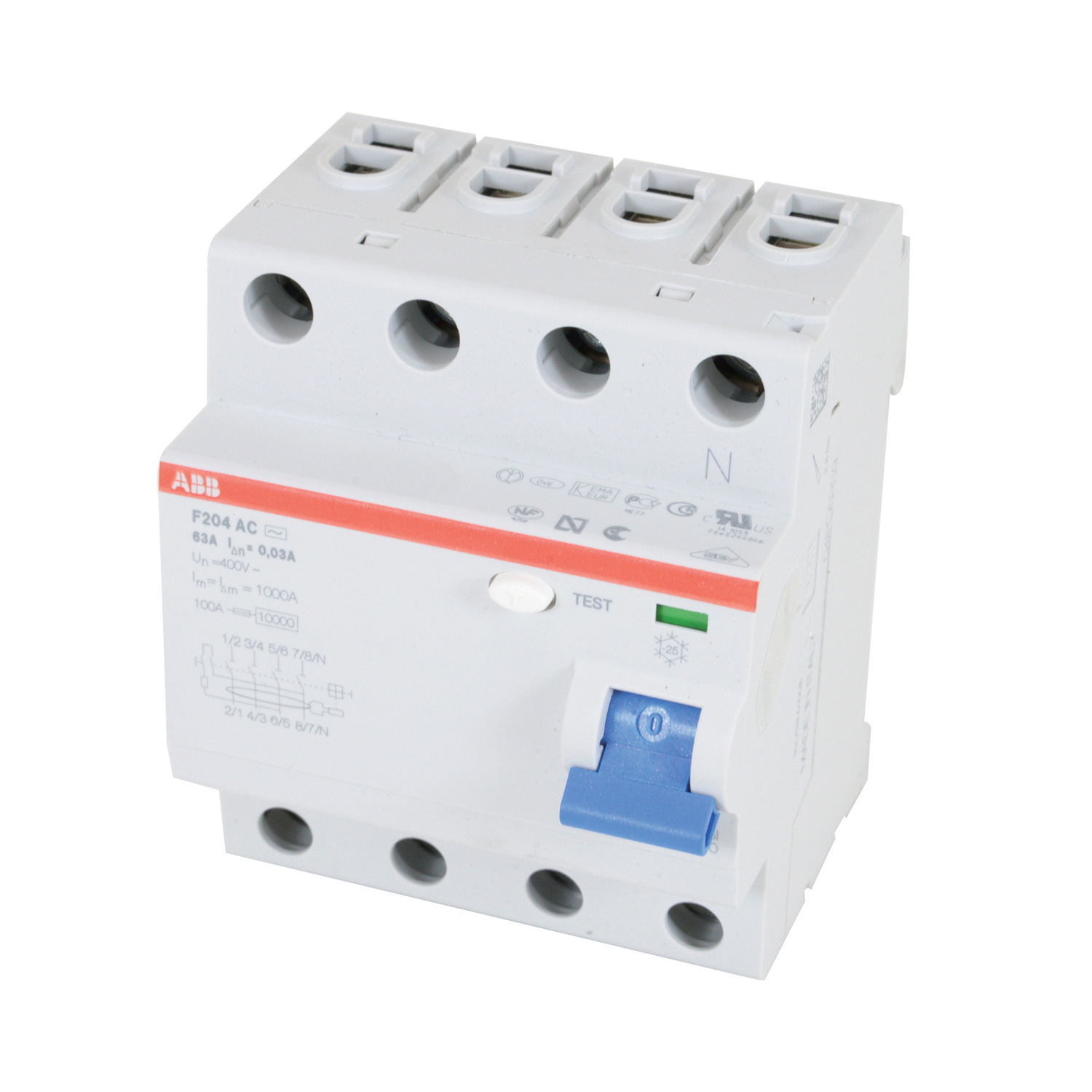 Product image for RCD F200 4P 63A 30MA