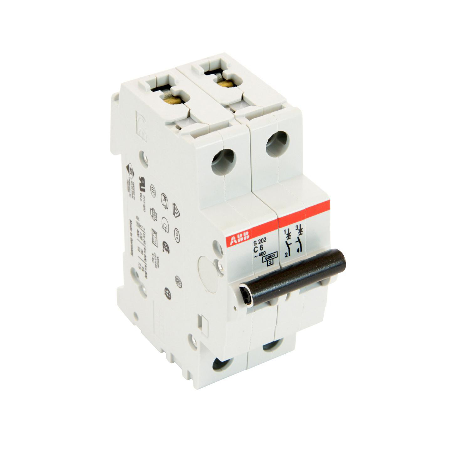 Product image for MCB C-curve thermal-electromechanic trip 2P 10kA 6AMP