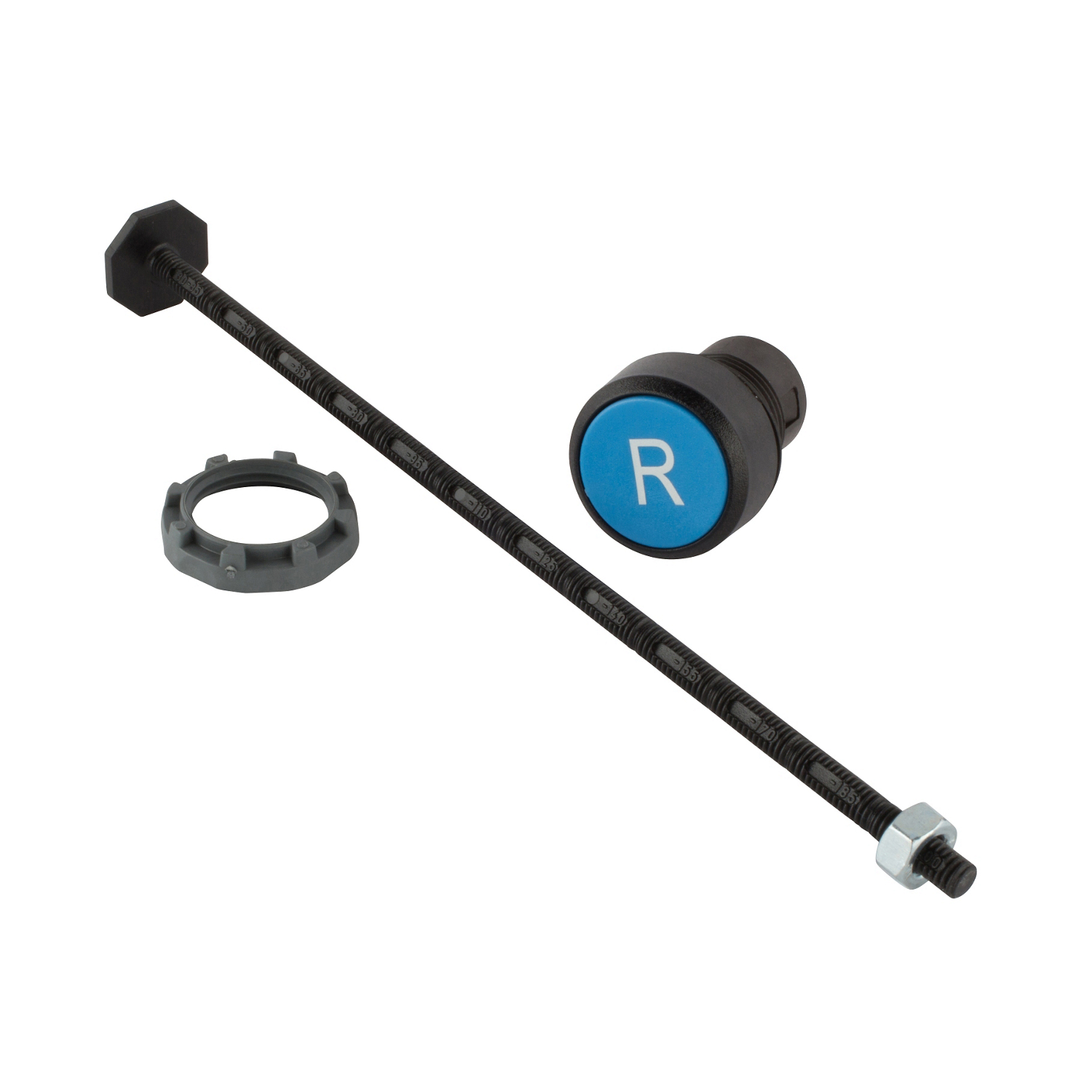 Product image for RESET BUT,W/SHAFT,BLU,FLUSH,R