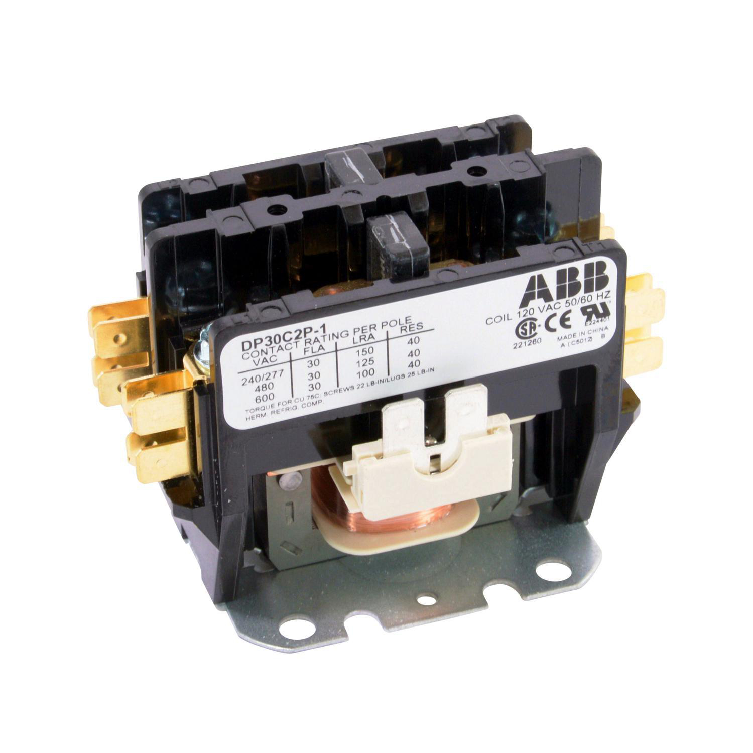 Product image for ABB DP30C2P-1 30A 2P 120V DEFINI PURPOSE CONTACTOR