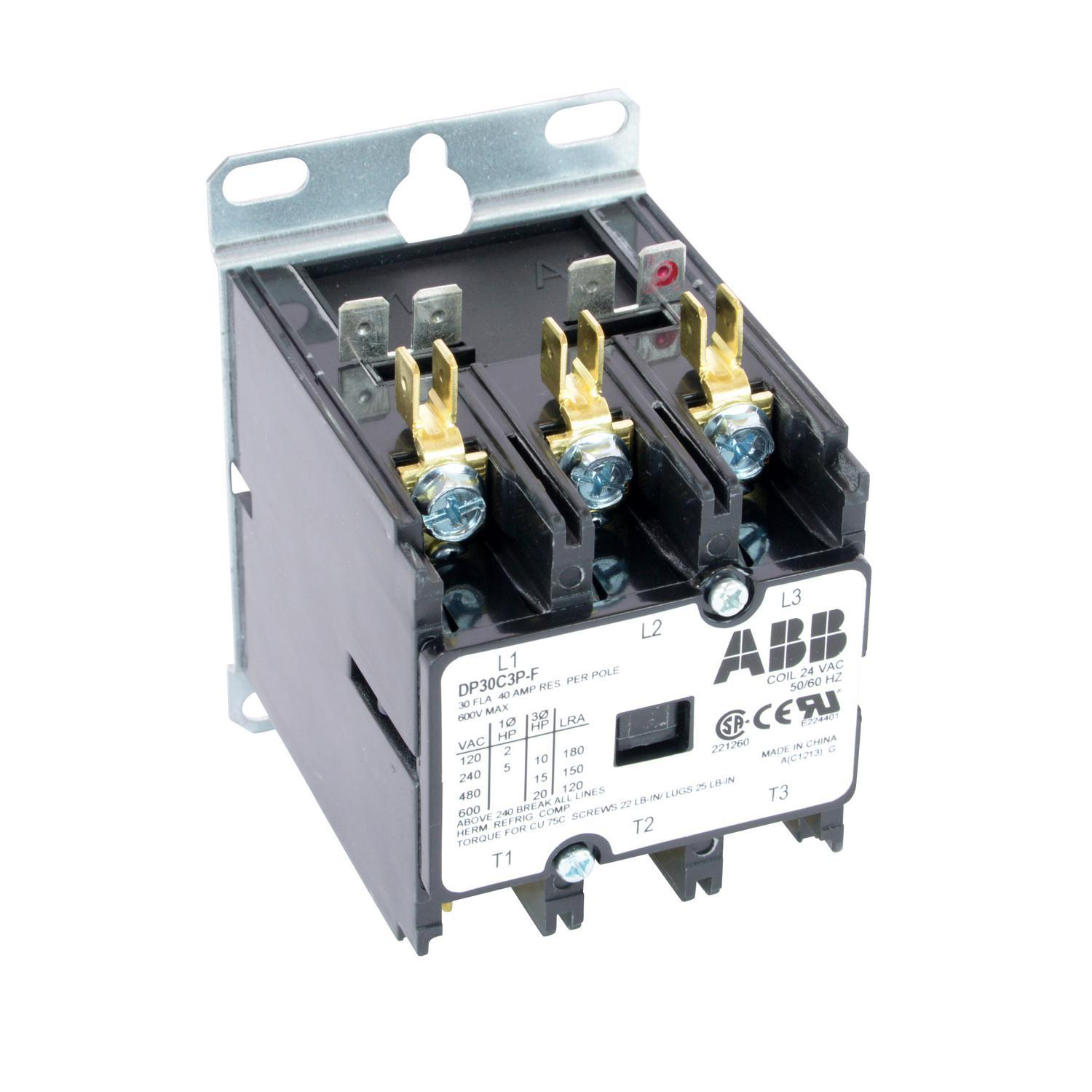 Product image for Contactor definite purpose non-reversing 3P 30A 24VAC coil