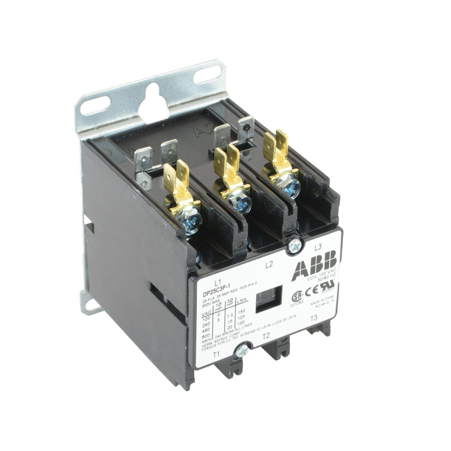 Product image for DP CONTR, 25A,3P,120VAC