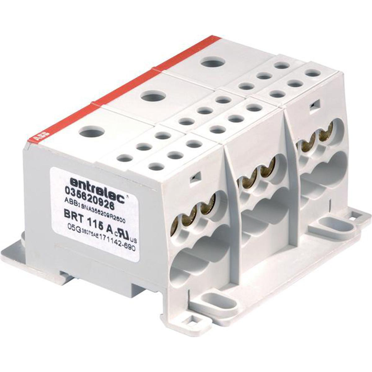 Product image for BRT115A 3 POLE DISTRIBUTION BLOCK