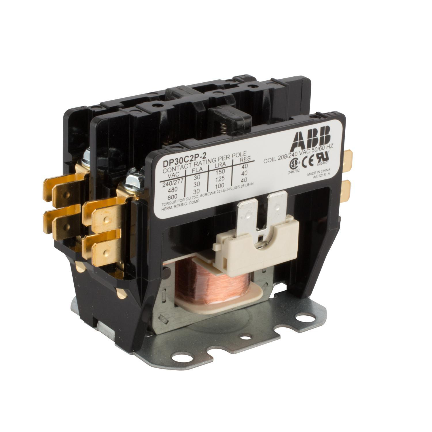 Product image for Contactor definite purpose non-reversing 2P 30A 208/240VAC