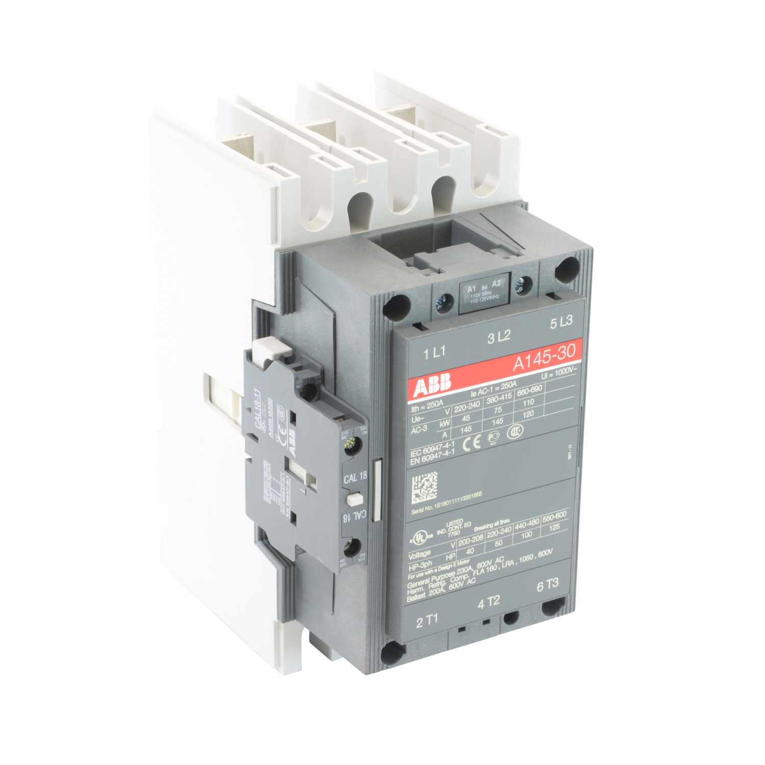 Product image for A145 3PCONTR 110/50 110-120/60