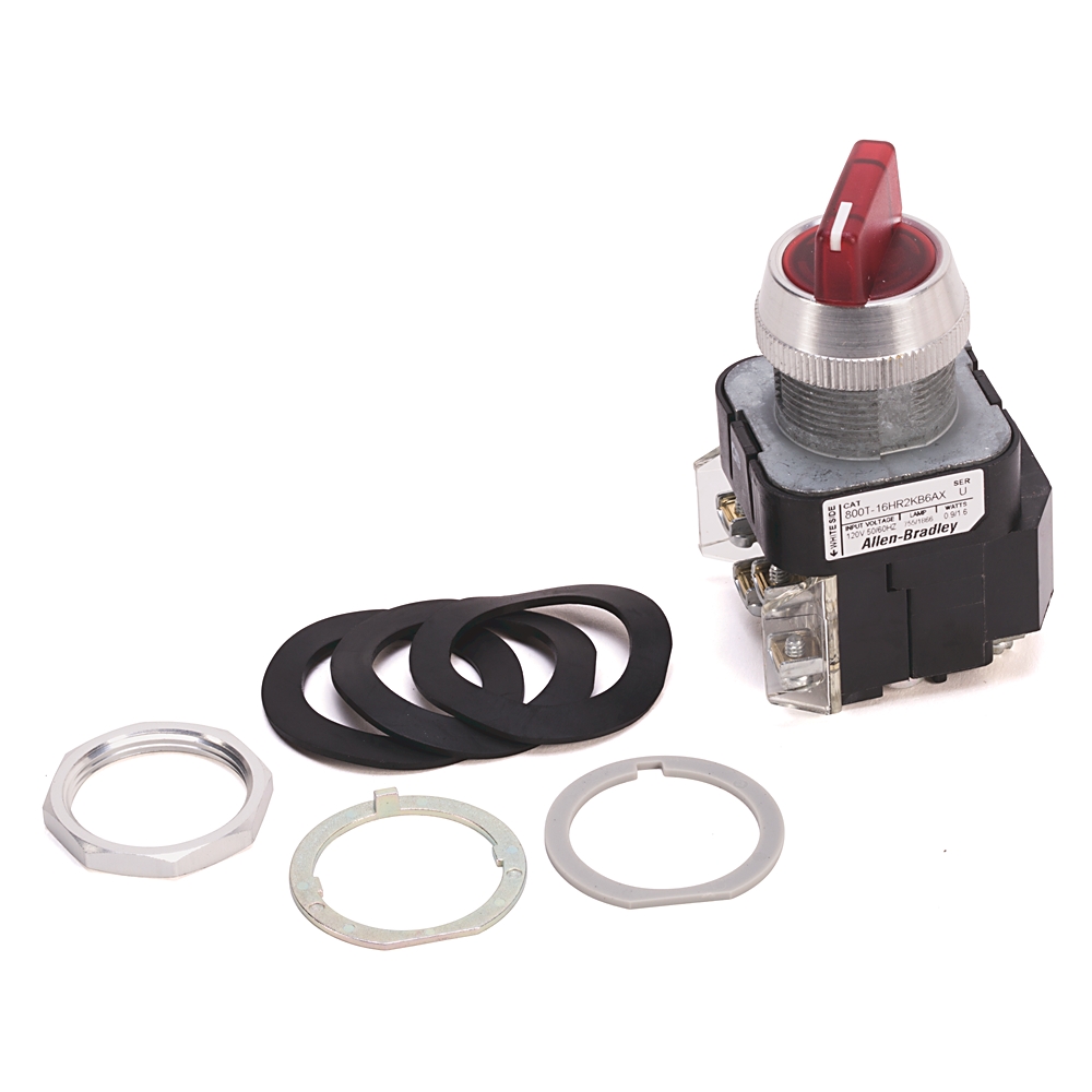 Product image for ABRA 800T-24HR2KB6AX SWITCH 2-POSITION SS ILLUMINATED RED 24VAC/DC