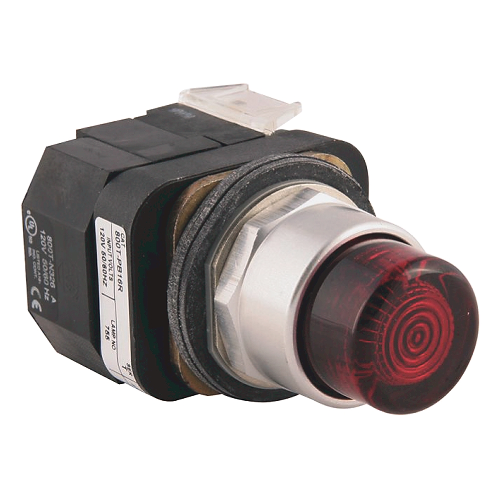 Product image for ABRA 800T-QB24R PUSHBUTTON 30.5MM 24V FULL VOLTAGE TYPE EXTENDED HEAD ILLUMINATED WO/ GUARD RED LENS