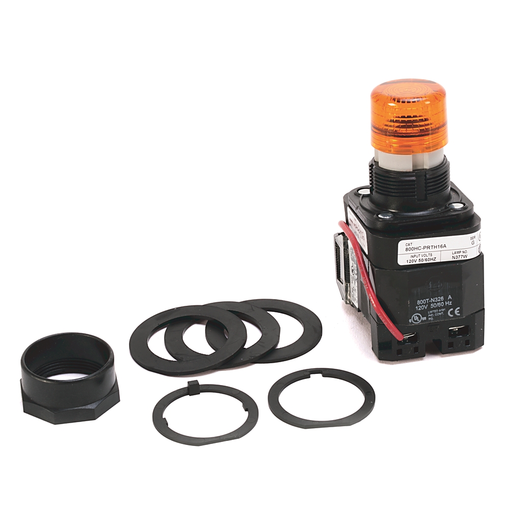 Product image for Light pilot 1NO-1NC LED 120VAC push to test amber