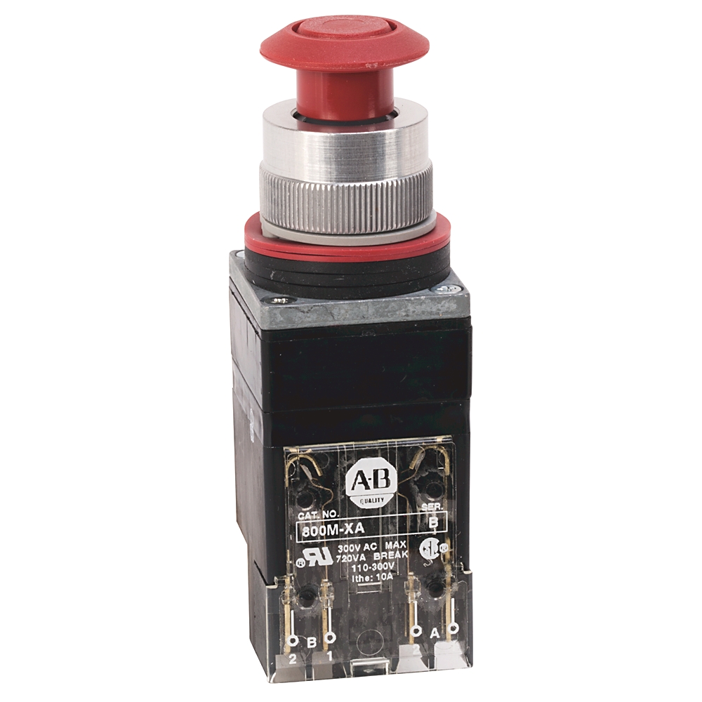 Product image for Pushbutton 2NO-2NC maintained 2-position large screw red