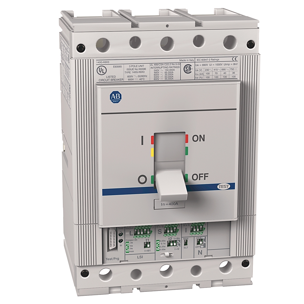 Product image for MCCB K-frame electronic LSI trip 3P 100kA 400AMP