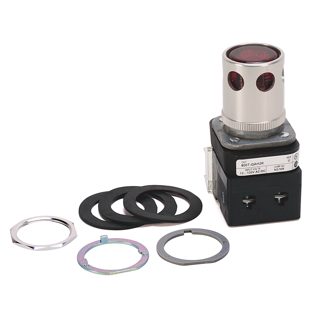 Product image for ABRA 800T-QAH2R PUSHBUTTON 30.5MM 10V- 130V FULL VOLTAGE TYPE EXTENDED HEAD LED RED LENS