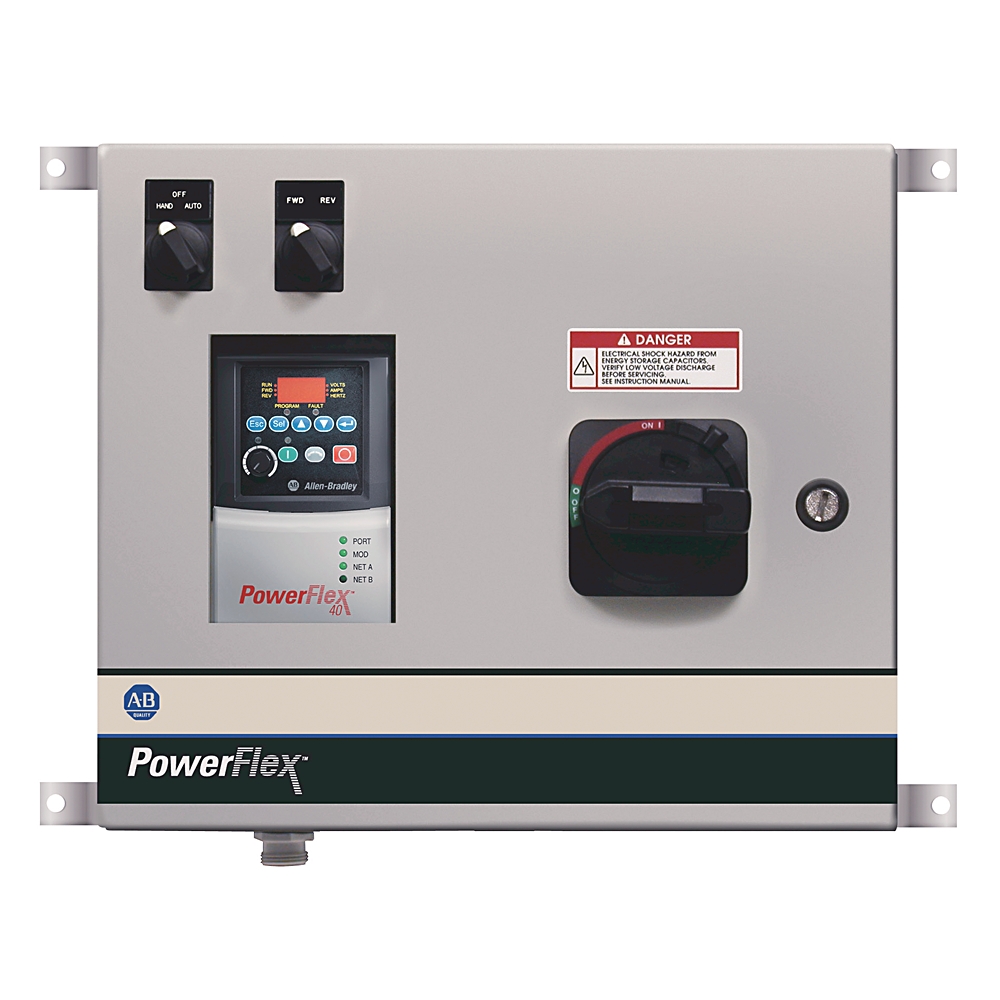 Product image for Drive AC packaged NEMA-4X 3-phase B-frame 2HP 4A 480V disconnect switch
