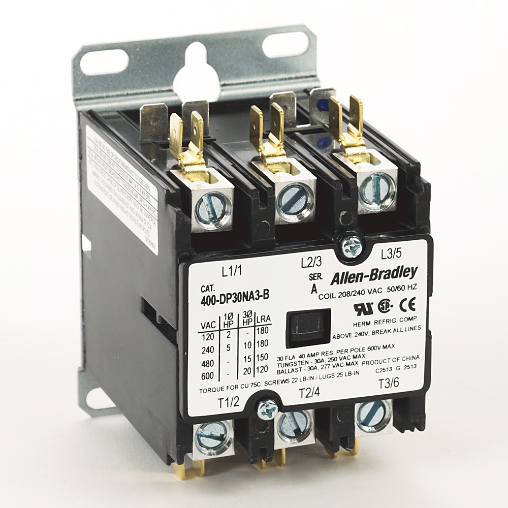 Product image for Contactor definite purpose 3-pole 30A 208/240VAC