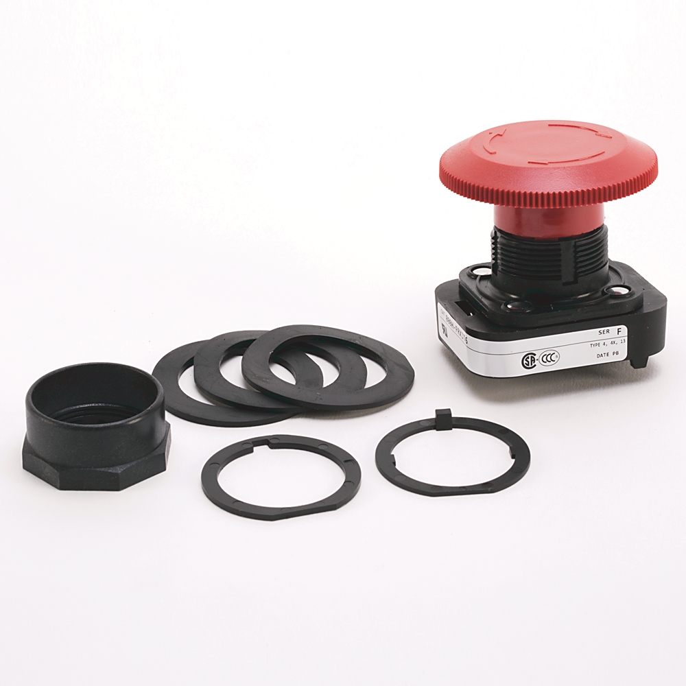 Product image for Pushbutton push-pull 2NO-2NC stackable sealed jumbo head red