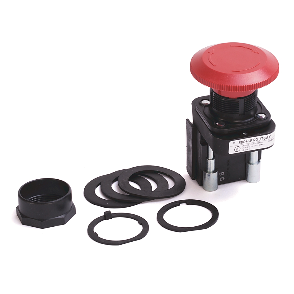 Product image for Pushbutton push-pull/twist 1NO-1NC stackable sealed jumbo head red