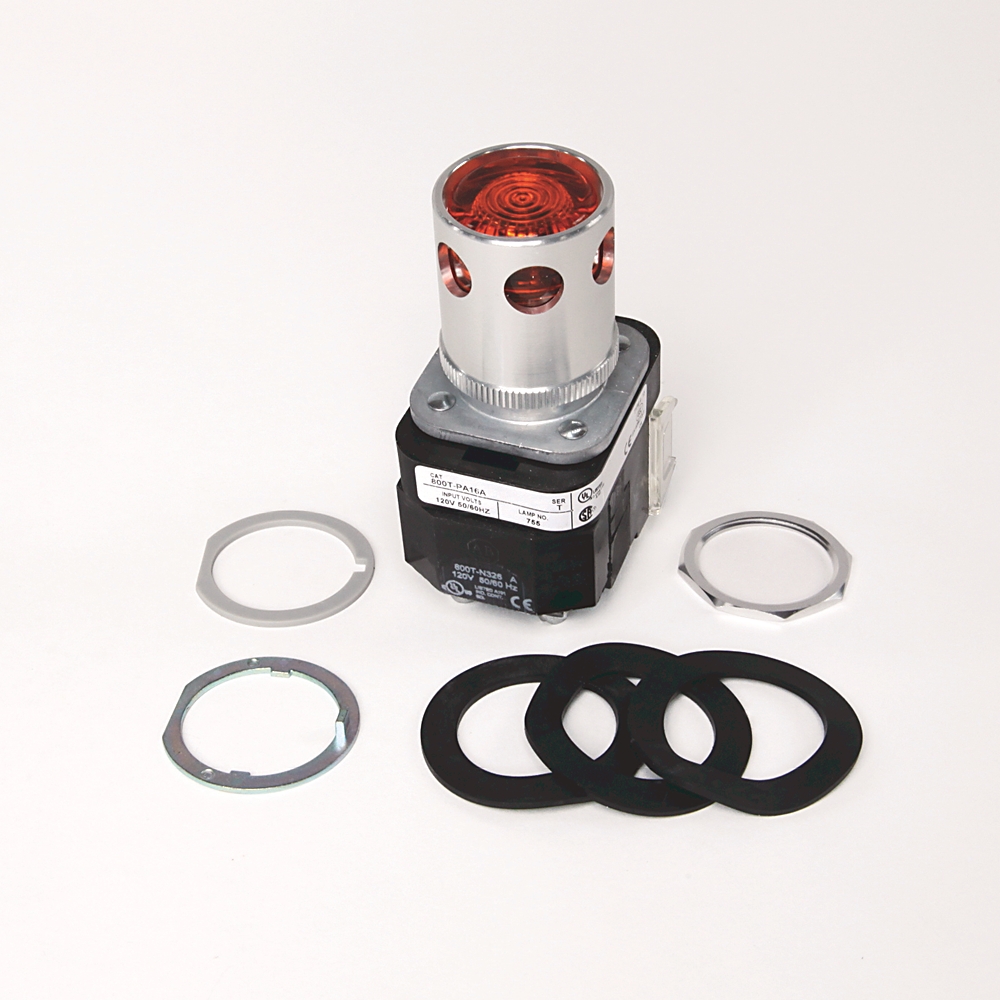 Product image for ABRA 800T-PA46 PUSHBUTTON 30.5MM 480V TRANSFORMER TYPE EXTENDED HEAD W GUARD NO LENS