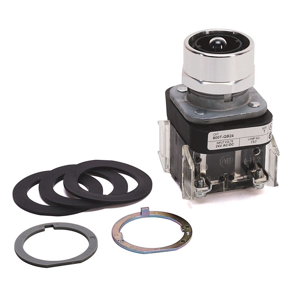 Product image for ABRA 800T-QB24 PUSHBUTTON 30.5MM 24V FULL VOLTAGE TYPE EXTENDED HEAD ILLUMINATED WO/ GUARD NO LENS