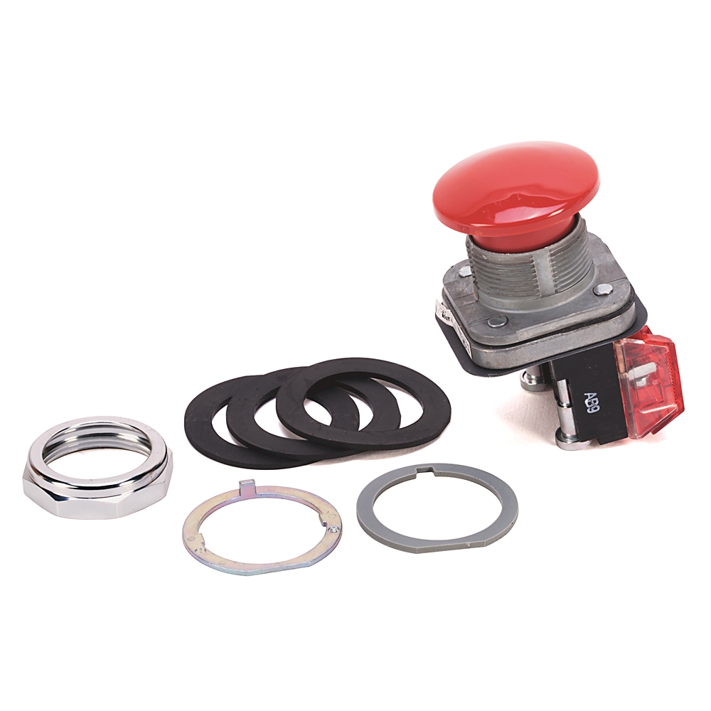 Product image for Pushbutton 1NC mushroom head red