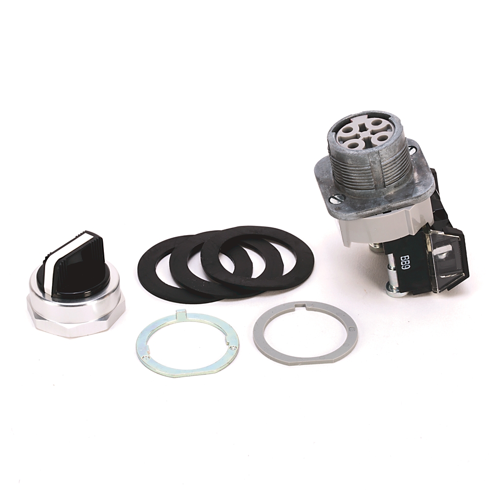Product image for Switch selector 3-position standard knob spring return white