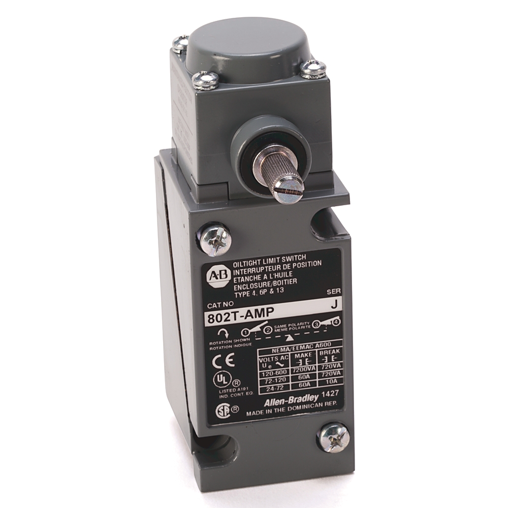 ABRA 802T-NPTP LIMIT SWITCH NEMA TYPE 4 AND 13 OILTIGHT CONSTRUCTION PLUG-IN LEVER TYPE SPRING RETURN NEUTRAL POSITION 4-CIRCUIT