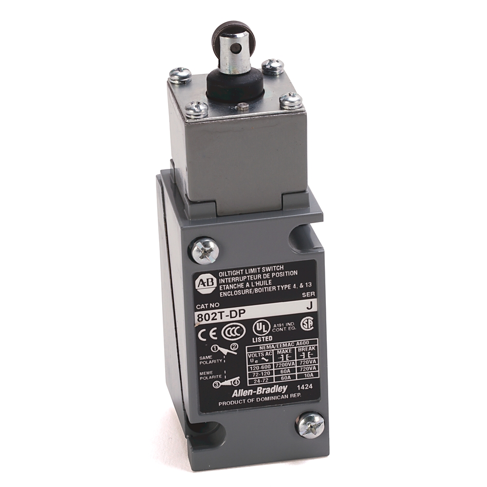 Product image for ABRA 802T-DP LIMIT SWITCH NEMA TYPE 4 AND 13 OILTIGHT CONSTRUCTION PLUG-IN TOP PUSH ROLLER 2-CIRCUIT