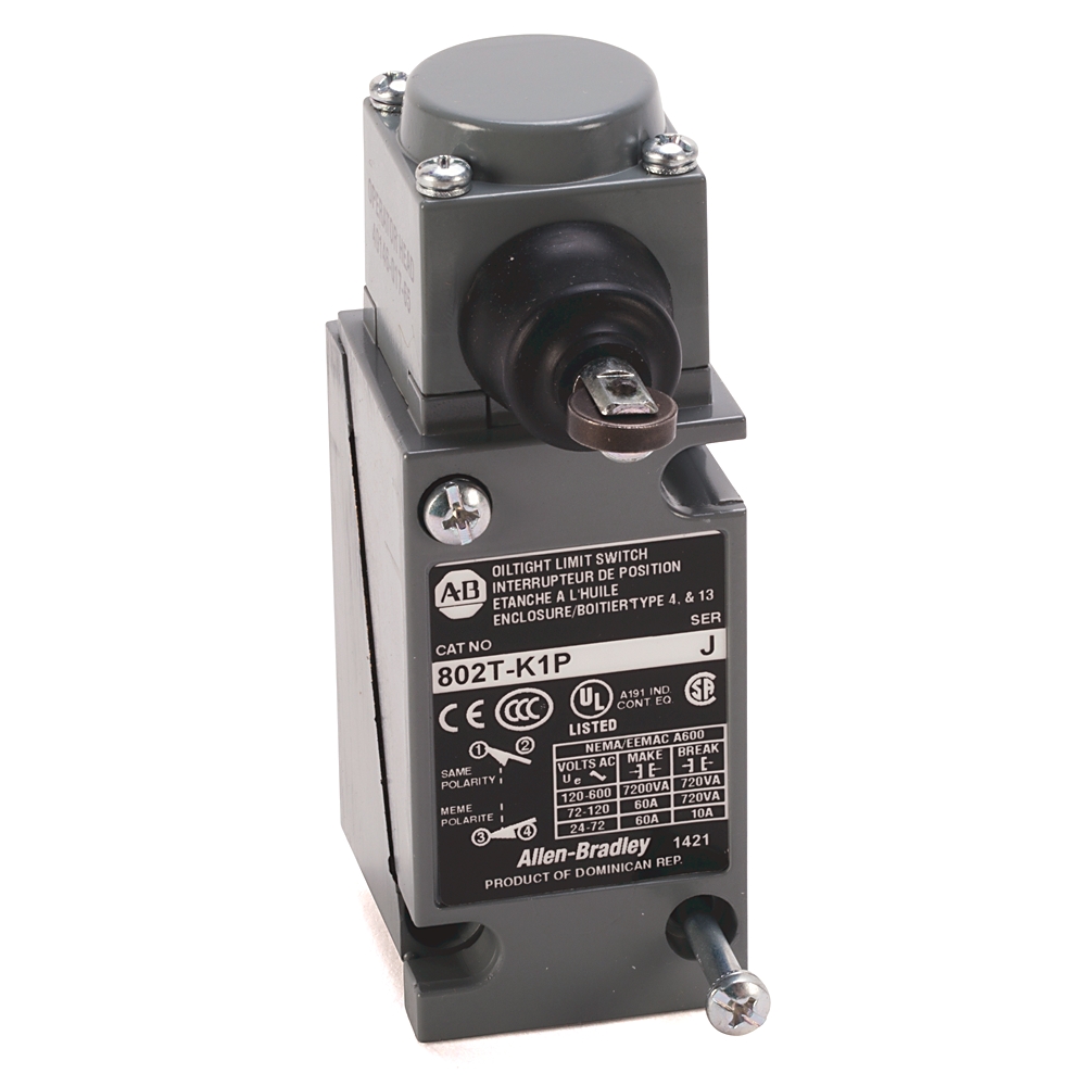 Product image for ABRA 802T-K1TPD LIMIT SWITCH NEMA TYPE 4 AND 13 OILTIGHT CONSTRUCTION PLUG-IN SAFETY SWITCH SIDE PUSH ROLLER HORIZONTAL 4-CIRCUIT