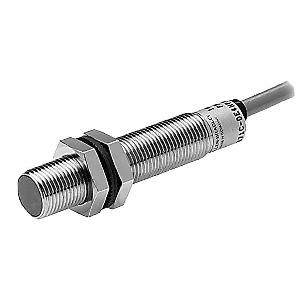 Product image for ABRA 871C-D4AP18-E2 PROXIMITY SENSOR, 3-WIRE DC ANALOG OUTPUT, TUBULAR NICKEL PLATED BRASS, 4MM SENSING DISTANCE, ANALOG, SOURCE (PNP), PVC CABLE (3 COND)