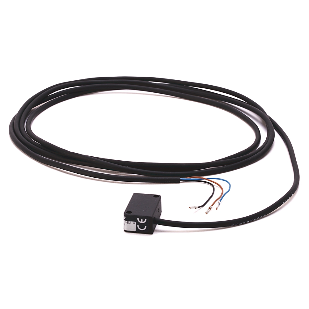 Product image for ABRA 871FM-D2NP11-E2 PROXIMITY SENSOR, 3-WIRE DC PLASTIC HOUSING, FLAT OR SURFACE MOUNT, METAL FACE, 26X16X11MM SENSOR SIZE, SIDE SENSING, 2MM SENSING DISTANCE, SHIELDED, N.O., SOURCE (PNP) OUTPUT, PVC CABLE (4 COND), STANDARD