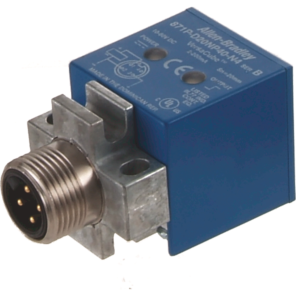 Product image for ABRA 871P-BW25N40-N3 PROXIMITY SENSOR, 2-WIRE AC/DC, 40MM HEAD SIZE, CUBE OR RECTANGULAR, WELD FIELD IMMUNE, 25MM SENSING DISTANCE, N.O. OUTPUT, MINI QD