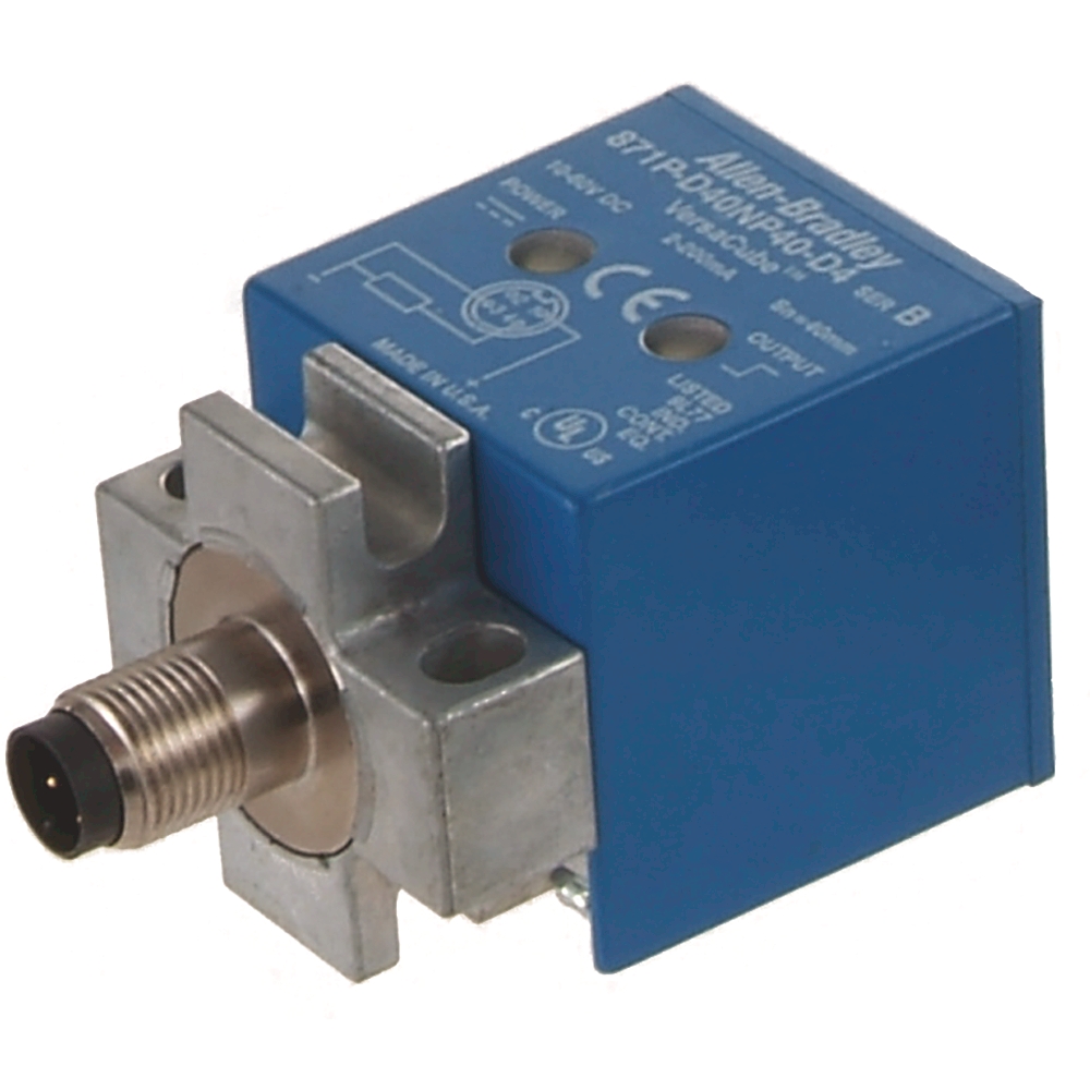 ABRA 871P-B40N40-R3 PROXIMITY SENSOR, 2-WIRE AC/DC, 40MM HEAD SIZE, CUBE OR RECTANGULAR, 40MM SENSING DISTANCE, N.O. OUTPUT, MICRO QD (AC)